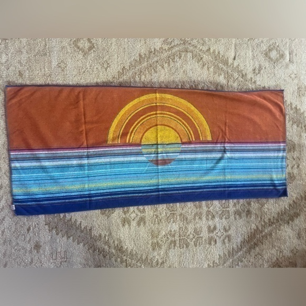 Vintage Beach Towel Setting Rising Sun